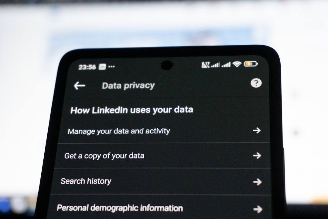 Linkedin data privacy settings on a smartphone screen