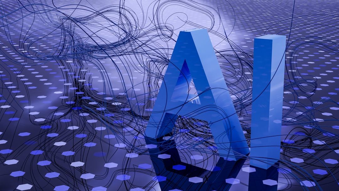 3D rendered ai text on dark digital background