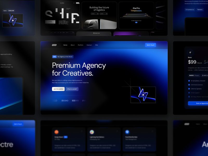 Landin — Premium Ajans ve Portföy Açılış Sayfası Şablonu - Hover