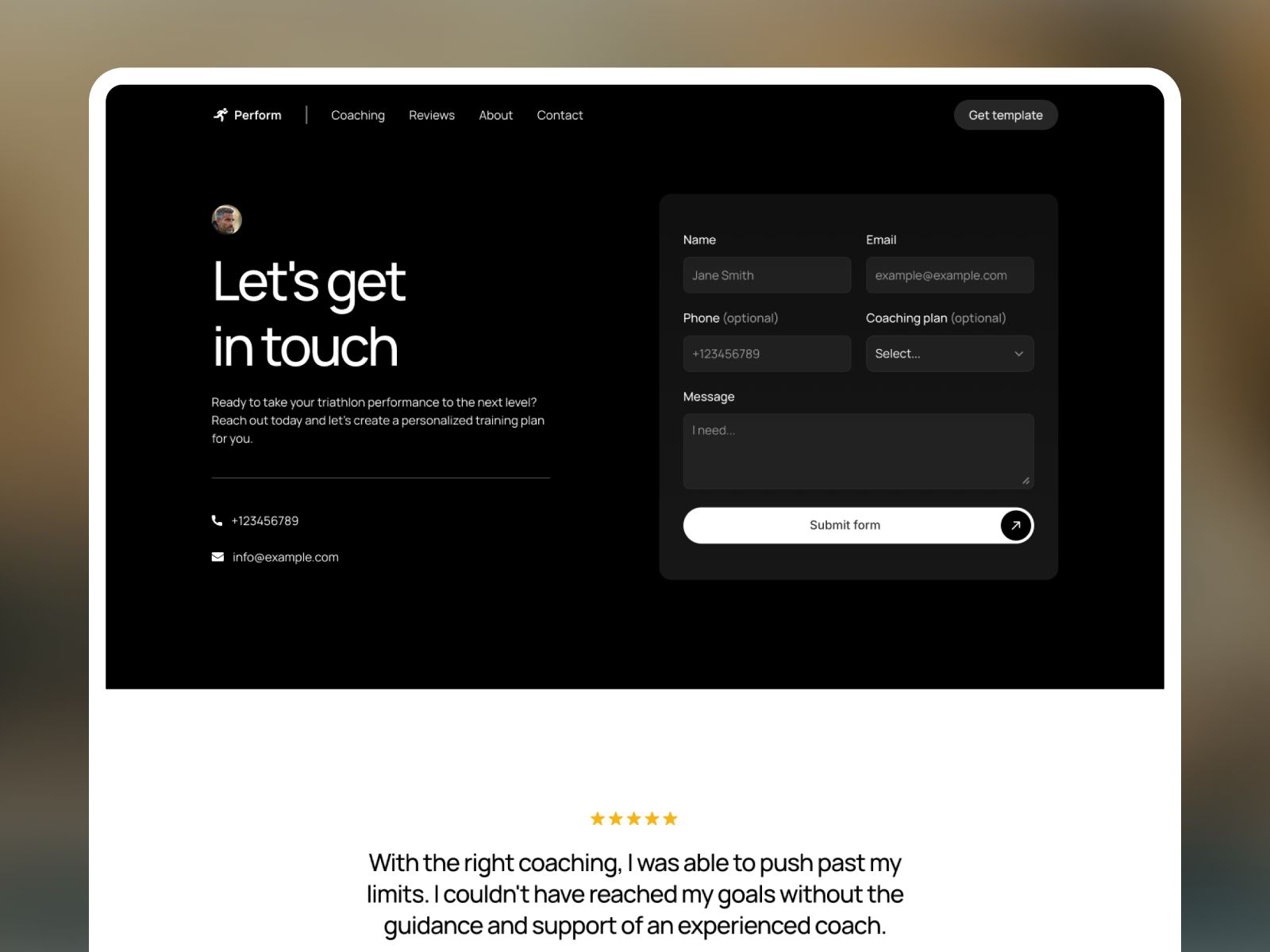 Perform — Sports Coach Website Template screenshot 4
