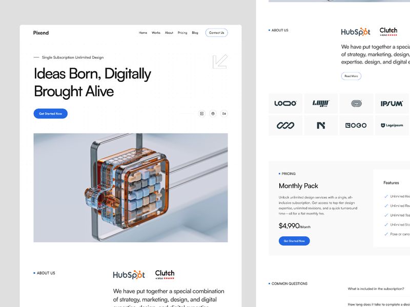 Pixend — Dijital Ajans Web Sitesi Şablonu - Hover