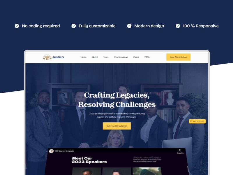 Justica — Hukuk Bürosu Web Sitesi Şablonu - Hover