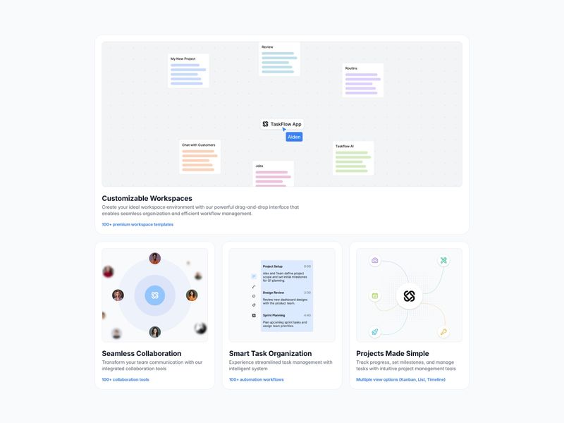 TheTaskFlow — SaaS Web Sitesi Şablonu - Hover