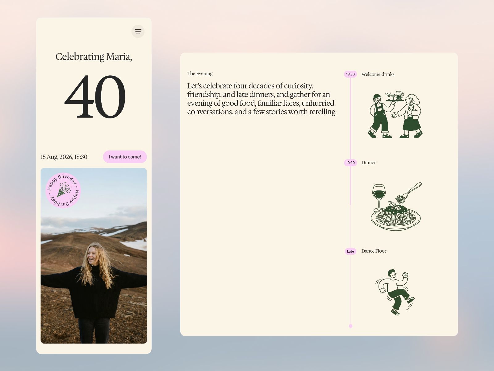 Forty — Birthday Invitation Website Template screenshot 3