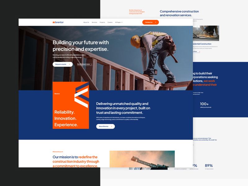 Brentor — İnşaat Web Sitesi Şablonu - Hover