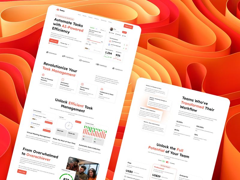 Tasky — SaaS Web Sitesi Şablonu - Hover