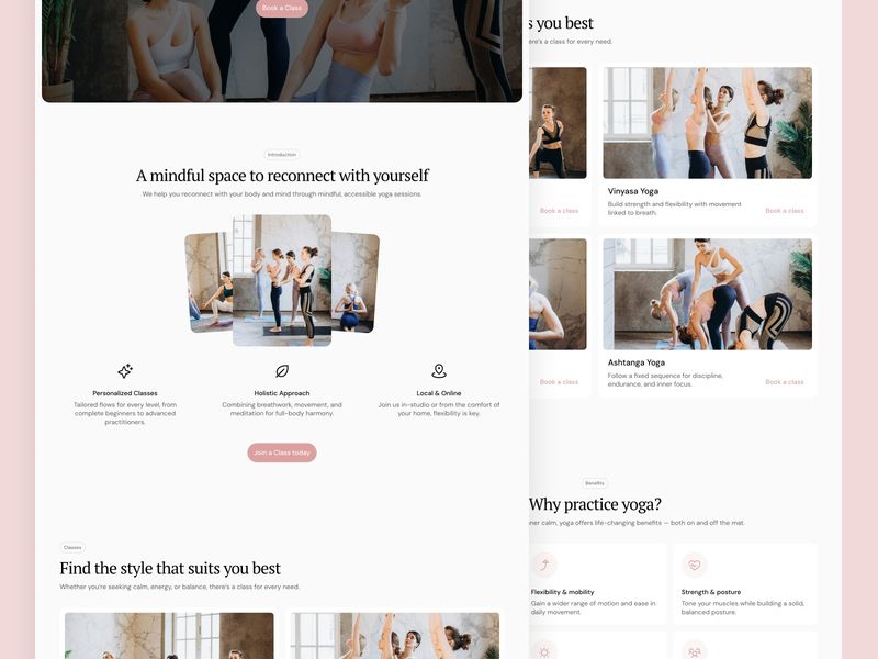 Asana — Yoga ve Pilates Stüdyosu Web Sitesi Şablonu - Hover