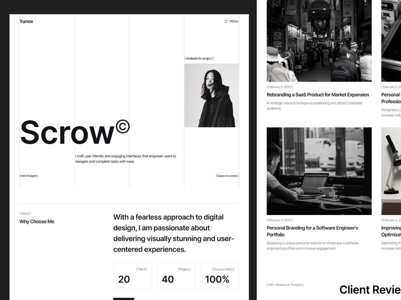 Yunox — Freelancer Web Sitesi Şablonu - Hover