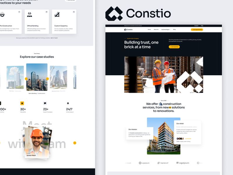 Constio — İnşaat Şirketi Web Sitesi Şablonu - Hover