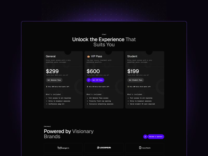 Eventivee® — Etkinlik Kayıt Web Sitesi Şablonu - Hover