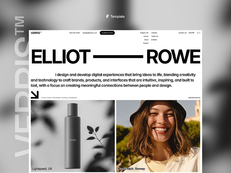 Verris — Minimalist Portföy Web Sitesi Şablonu