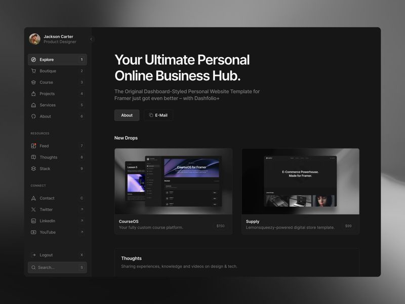 Dashfolio+ — Kişisel Web Sitesi Şablonu