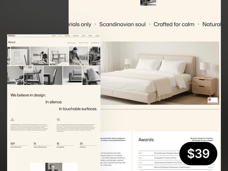 NORDIQ — Mobilya ve İç Mimarlık Web Sitesi Şablonu - Hover