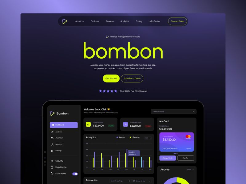 Bombon — Finans Yönetimi Web Sitesi Şablonu