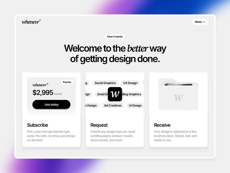 Whenevr — Yaratıcı Web Sitesi Şablonu - Hover