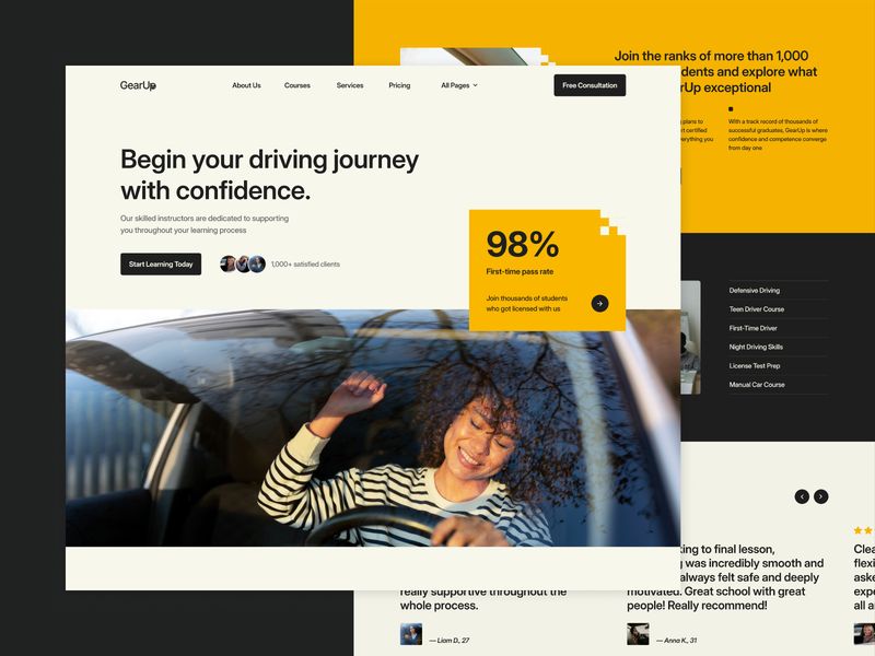 Gearup — Sürücü Okulu Web Sitesi Şablonu - Hover