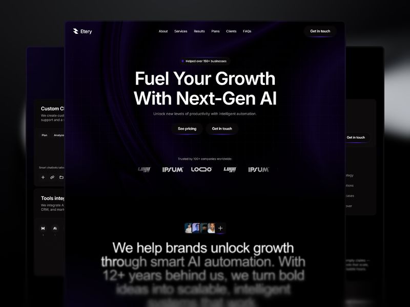 Etery — Yapay Zeka Geliştirme Web Sitesi Şablonu