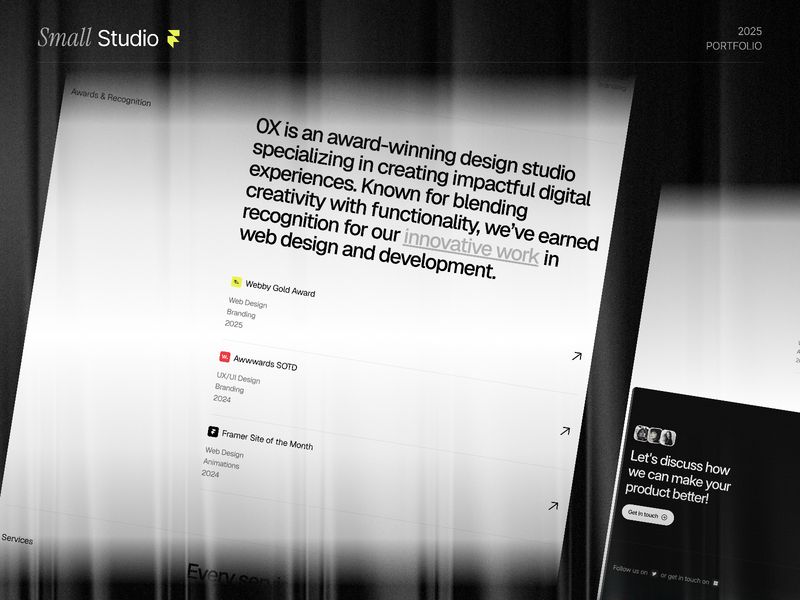 Küçük Stüdyo — Portföy Web Sitesi Şablonu - Hover