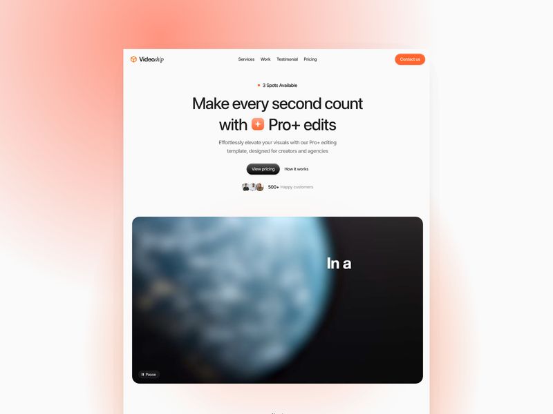 Videoship — Video Prodüksiyon Web Sitesi Şablonu