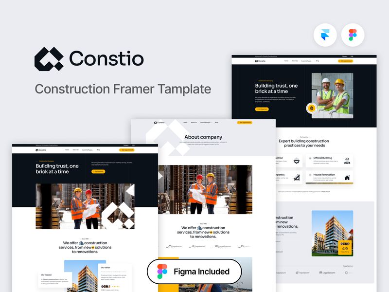 Constio — İnşaat Şirketi Web Sitesi Şablonu