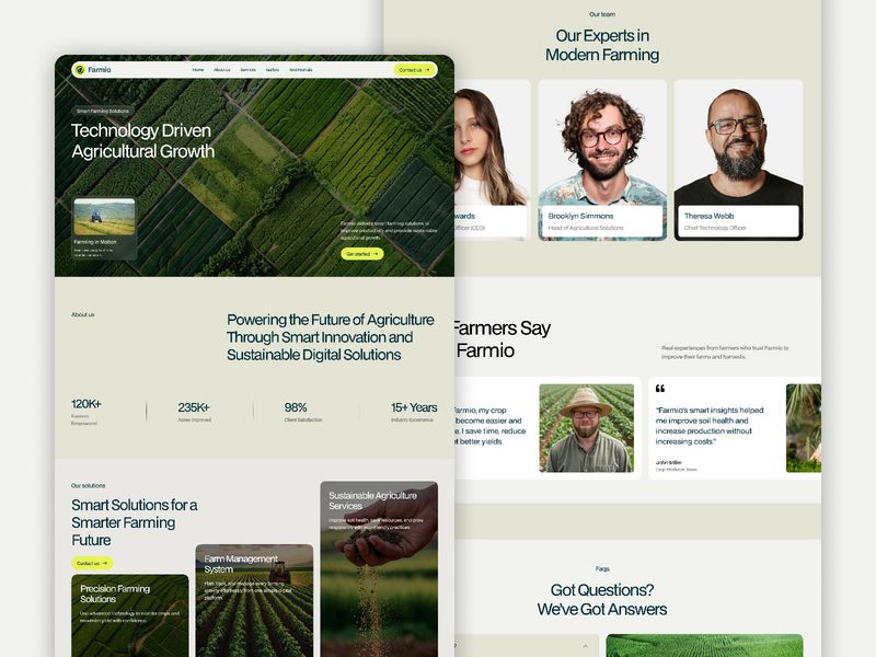 Farmio — Tarım İniş Sayfası Şablonu - Hover