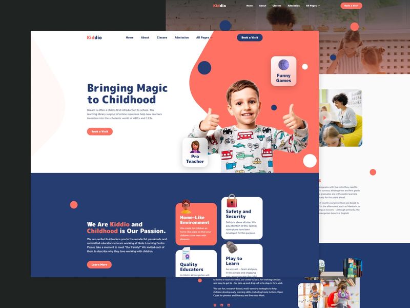 Kiddio — Çocuk Eğitimi Web Sitesi Şablonu - Hover