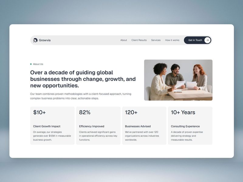 Growvia — Danışmanlık Web Sitesi Şablonu - Hover