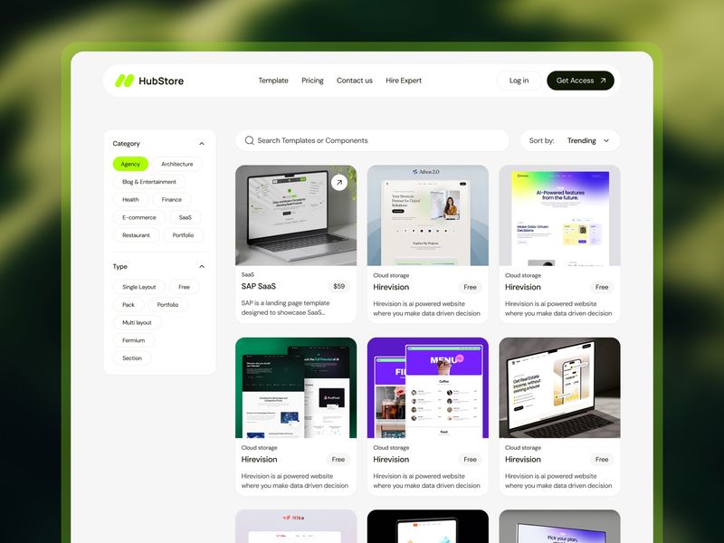 HubStore — Framer Üyelik Web Sitesi Şablonu - Hover