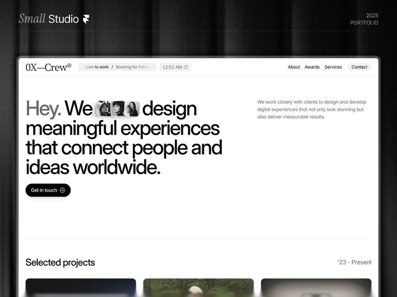 Küçük Stüdyo — Portföy Web Sitesi Şablonu