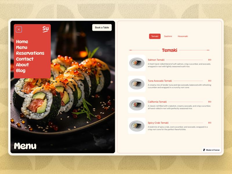 Sushilo — Restoran Web Sitesi Şablonu - Hover