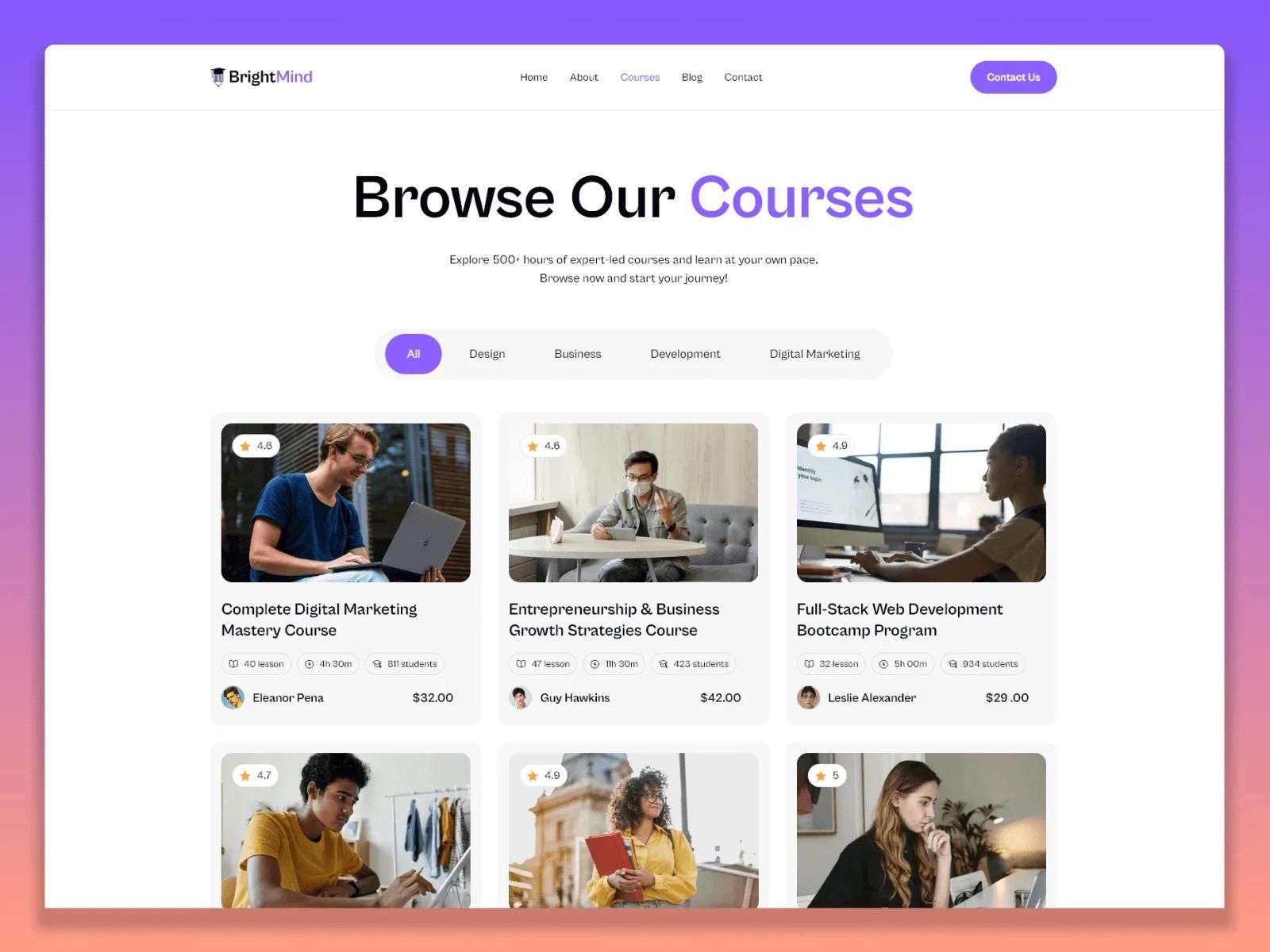 BrightMind — Online Course Website Template screenshot 4