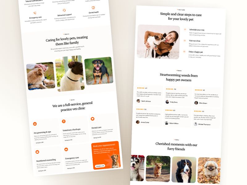Pawfect — Evcil Hayvan Bakım İşletmesi Web Sitesi Şablonu - Hover