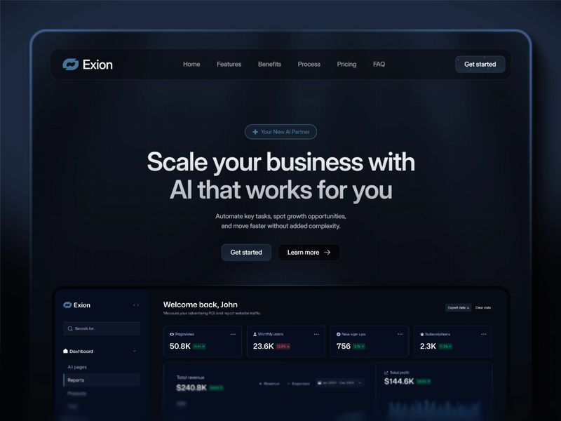 Exion — AI SaaS İniş Sayfası Şablonu