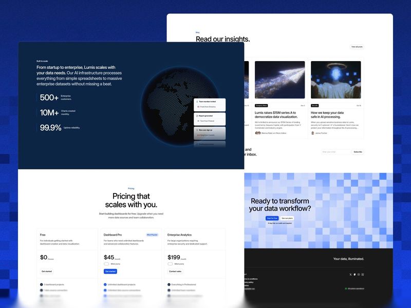 Lumis — Profesyonel AI SaaS İniş Sayfası Şablonu - Hover