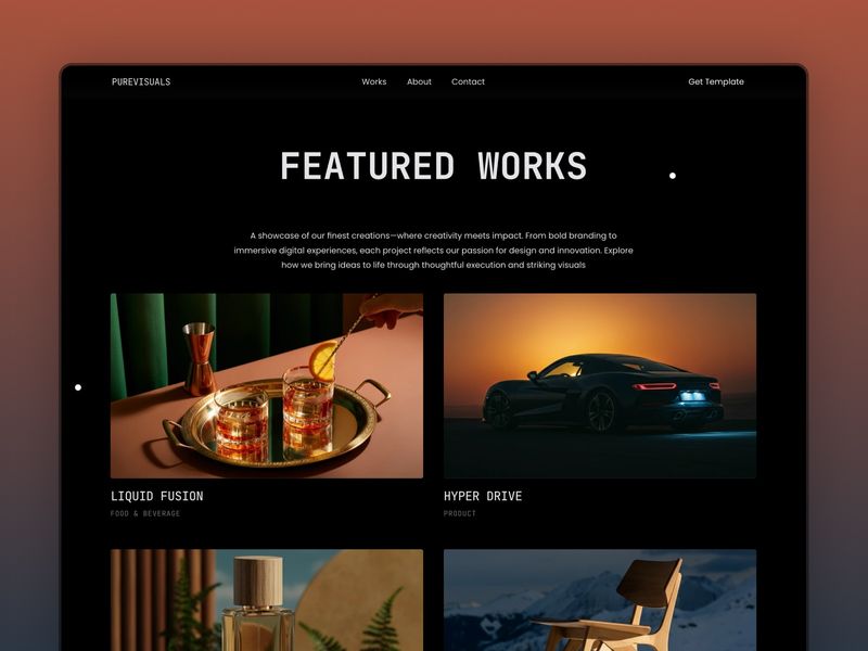 PureVisuals — Portföy Web Sitesi Şablonu - Hover