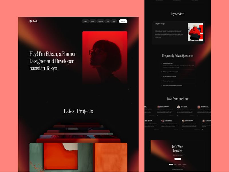 Ferio — Yaratıcı Portföy Web Sitesi Şablonu - Hover