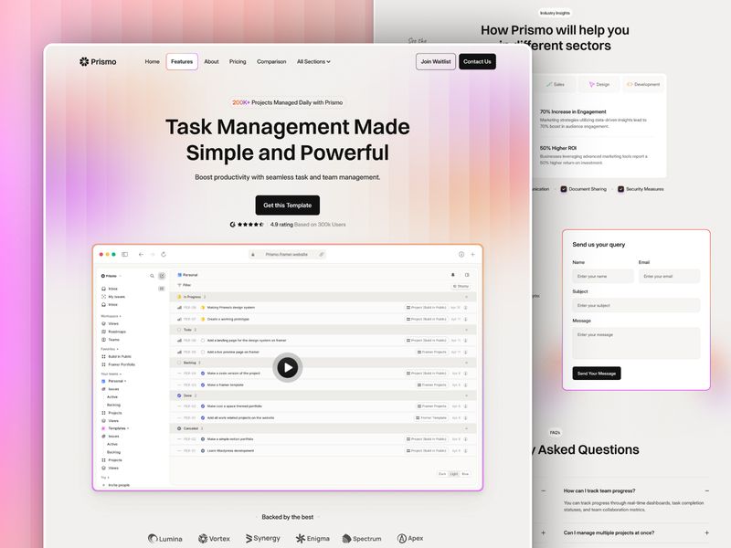 Prismo — SaaS Web Sitesi Şablonu - Hover
