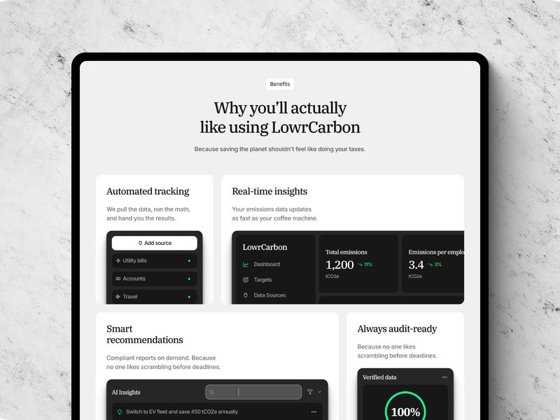 LowrCarbon — SaaS Web Sitesi Şablonu - Hover