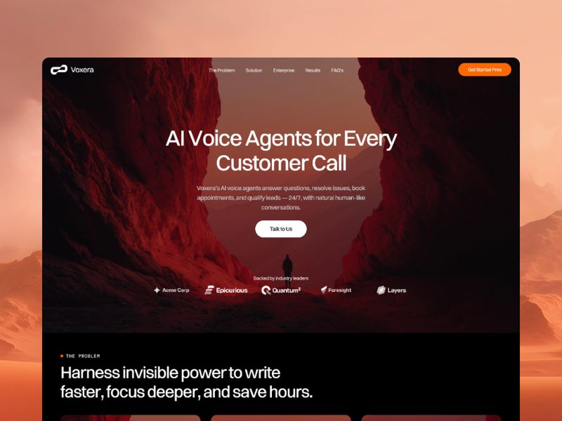 Voxera — AI Ses Ajansı Web Sitesi Şablonu