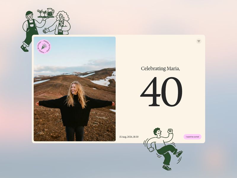 Forty — Doğum Günü Davetiye Web Sitesi Şablonu