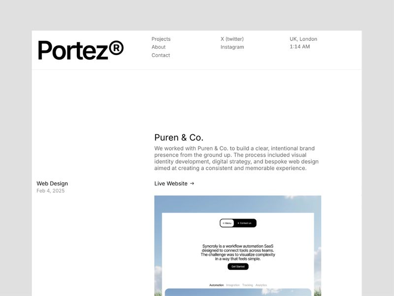 Portez — Portföy Web Sitesi Şablonu - Hover