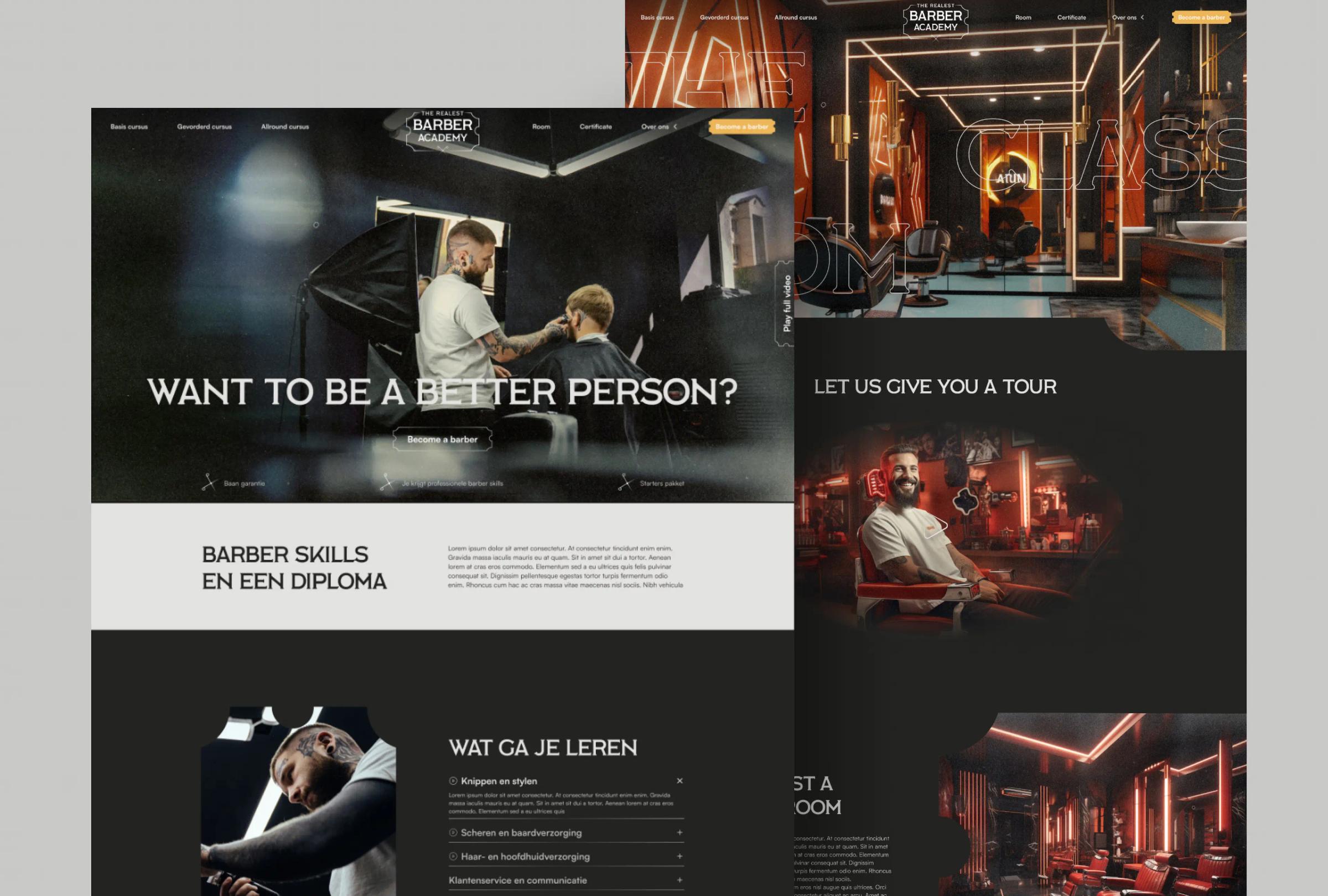 The realest barber academy design, screen 1