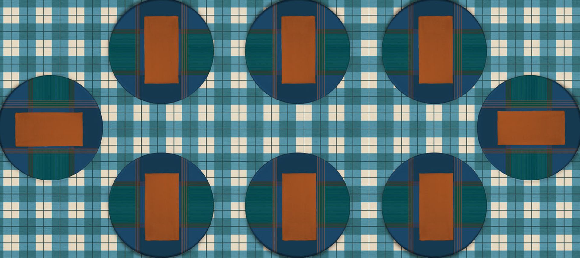 Teal Mod Plaid fabric swatch pattern