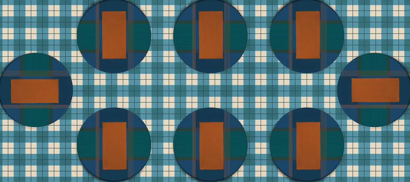 Teal Mod Plaid fabric swatch pattern