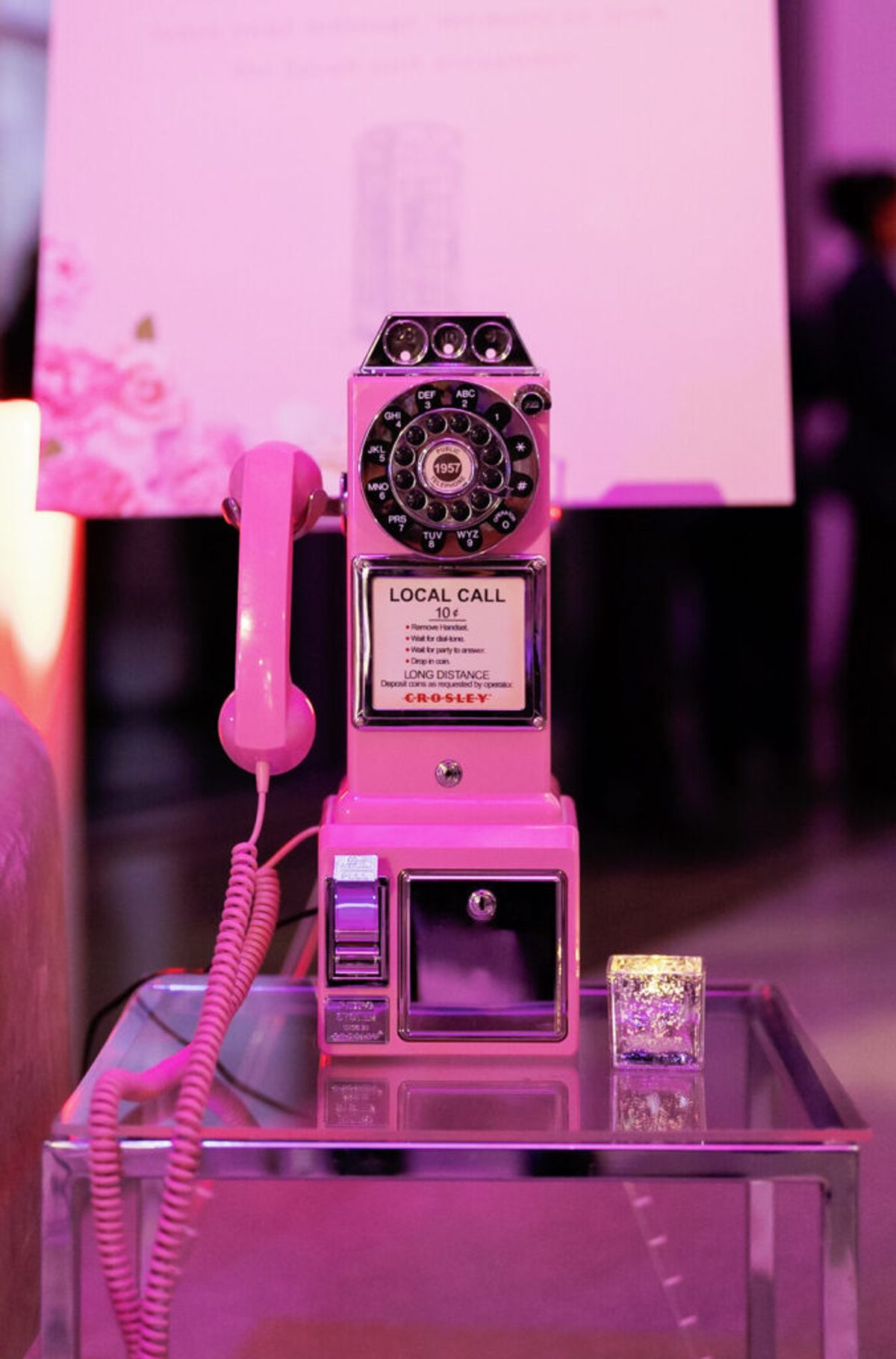 Pink phone booth at event