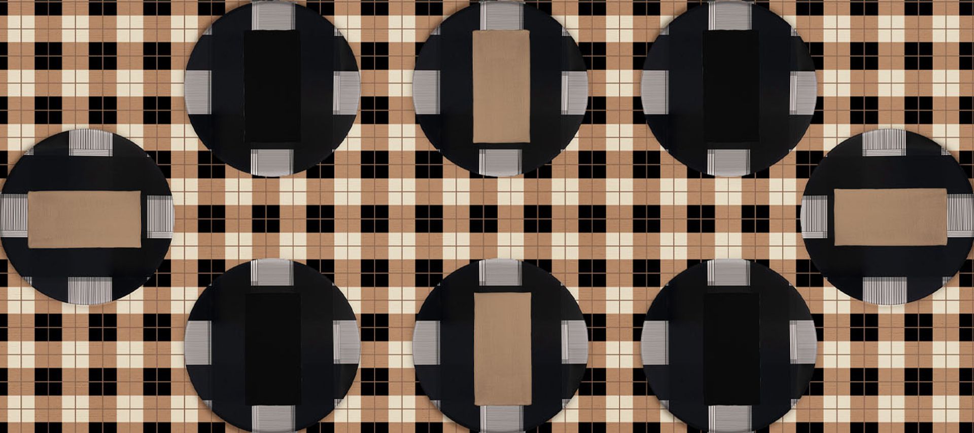 Caramel Black Mod Plaid fabric swatch pattern