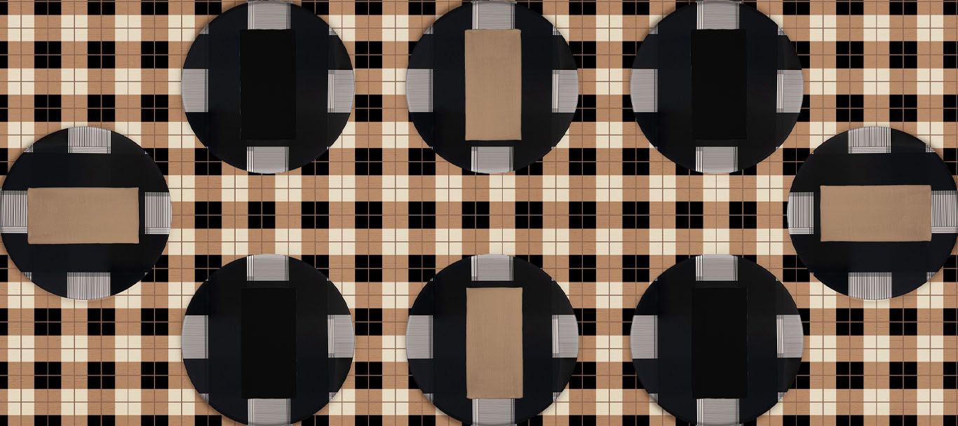 Caramel Black Mod Plaid fabric swatch pattern