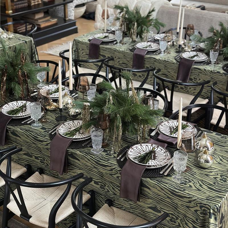 Loden Brunswick Birch linen festive tablescape.