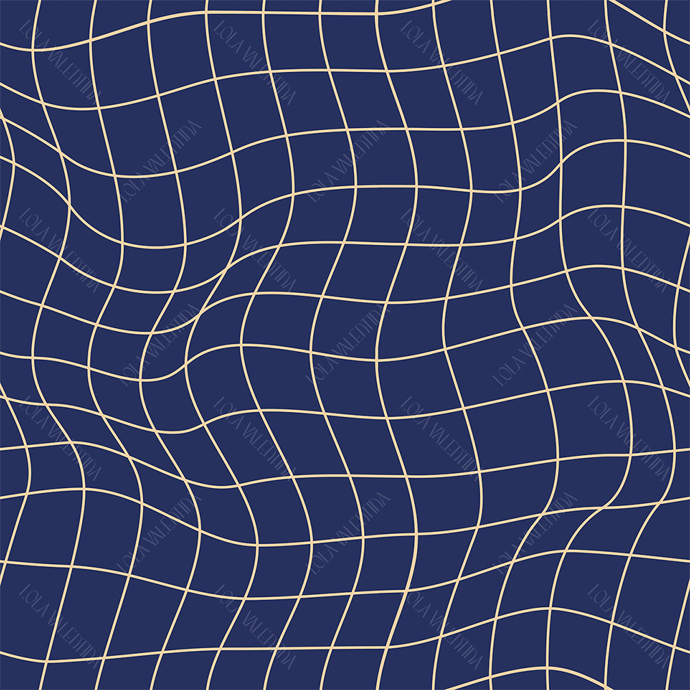 Navy Ivory Wavy Grid