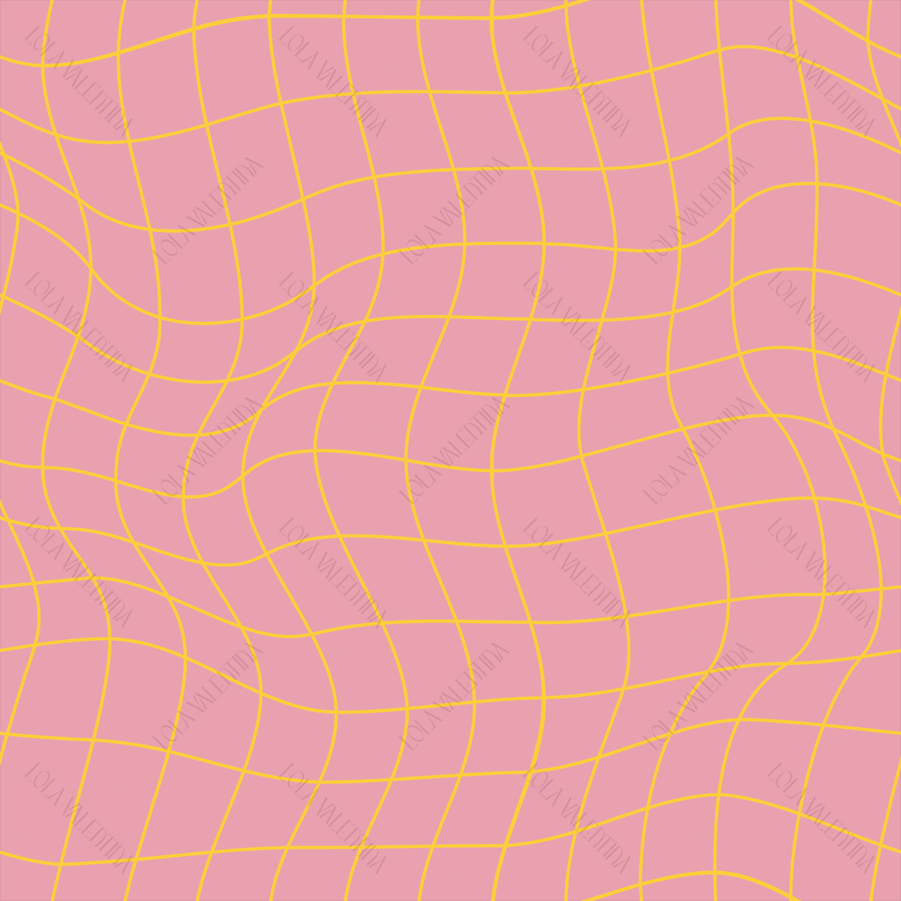 Bubblegum Yellow Wavy Grid